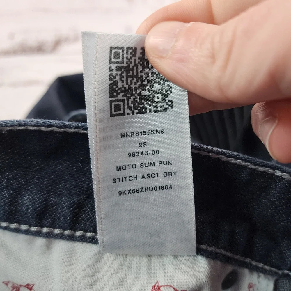NWOT True Religion Moto‎ Slim Run Jeans Mens 38x32 Dark Wash Biker Western